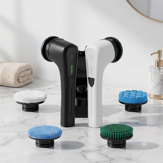Elektrische Reinigungsbürste mit Teleskopstange – 8 in 1 Akku Spin Scrubber für Bad, Fliesen & Küche