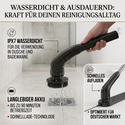 Elektrische Reinigungsbürste mit Teleskopstange – 8 in 1 Akku Spin Scrubber für Bad, Fliesen & Küche